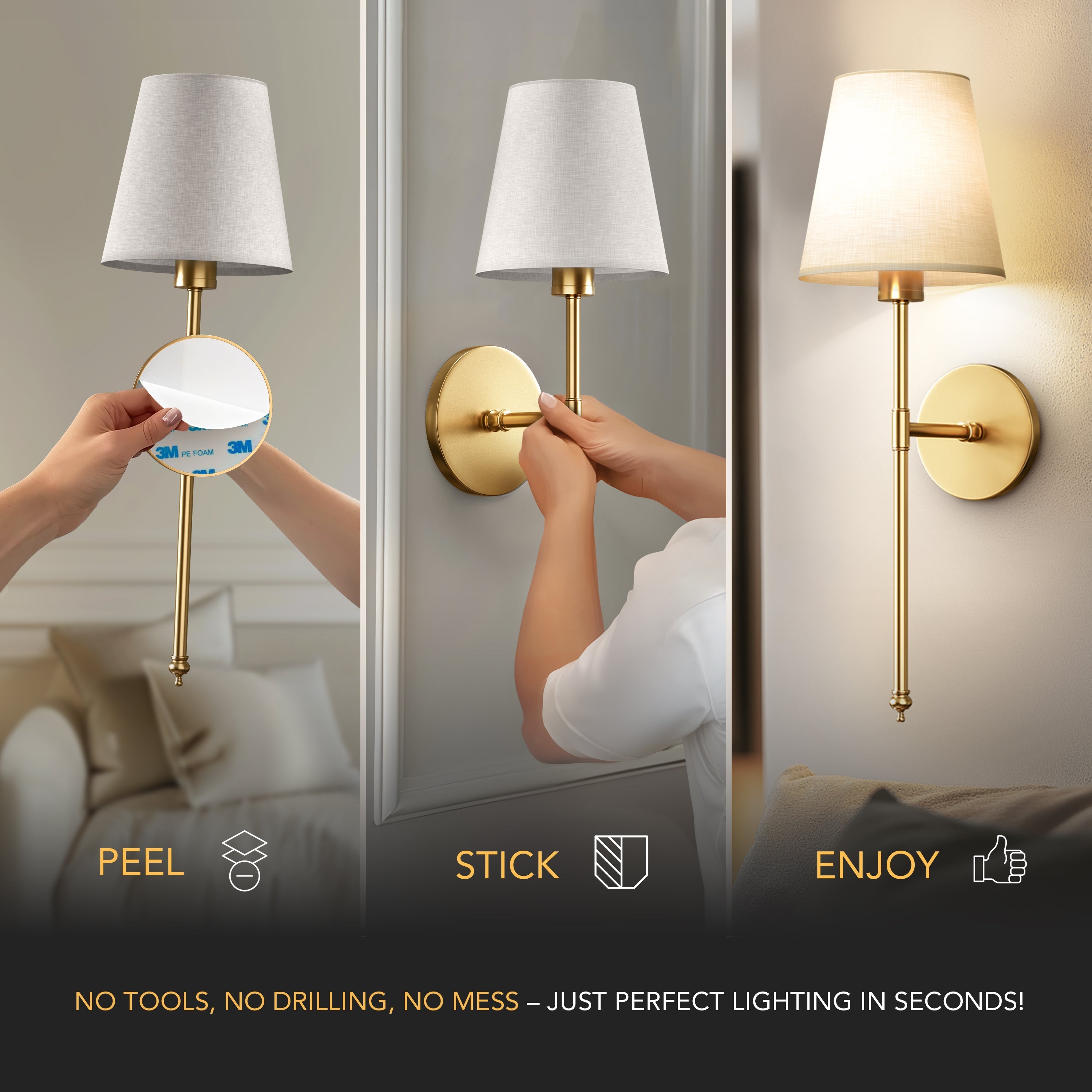 Wireless Wall Sconces (Set of 2)